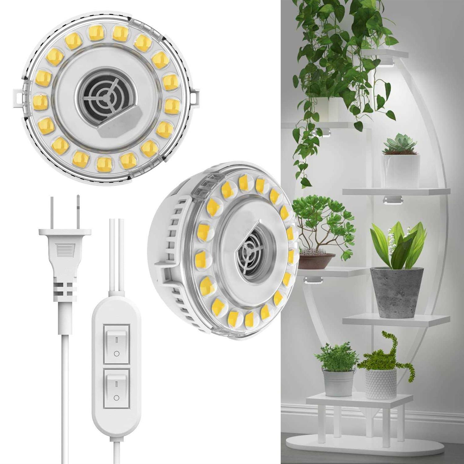 SANSI LED Puck Grow Light 10W Full Spectrum 2-Head Lamp for Indoor Plants with Ceramic Tech