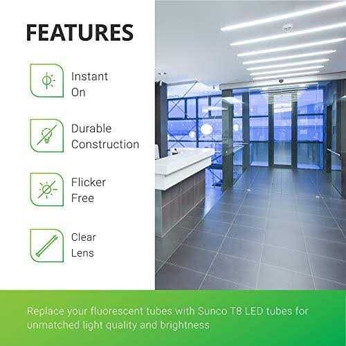Sunco Lighting 24 Pack 4ft T8 LED Tube 15w=32w Fluorescent - Image 2