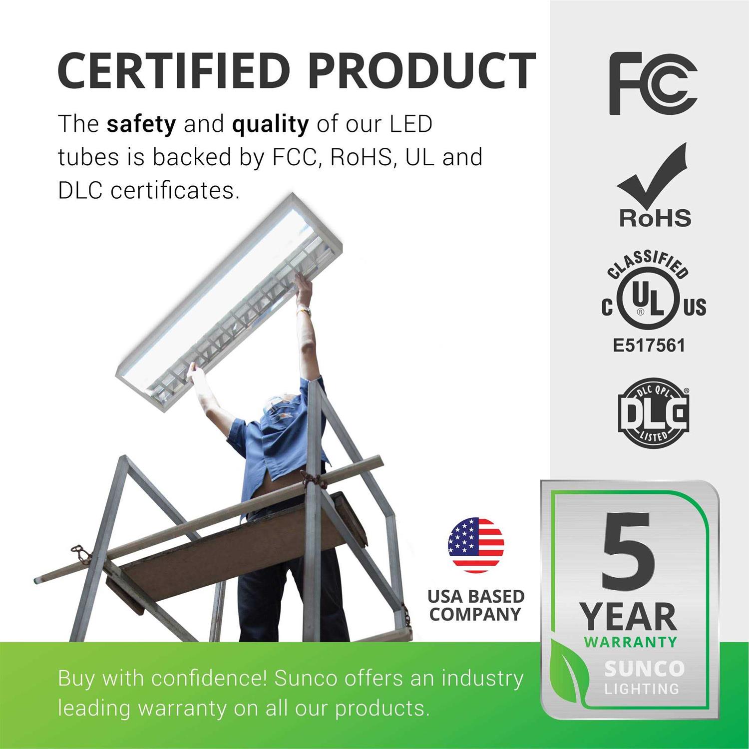 Sunco Lighting 24 Pack 4ft T8 LED Tube 15w=32w Fluorescent - Image 3