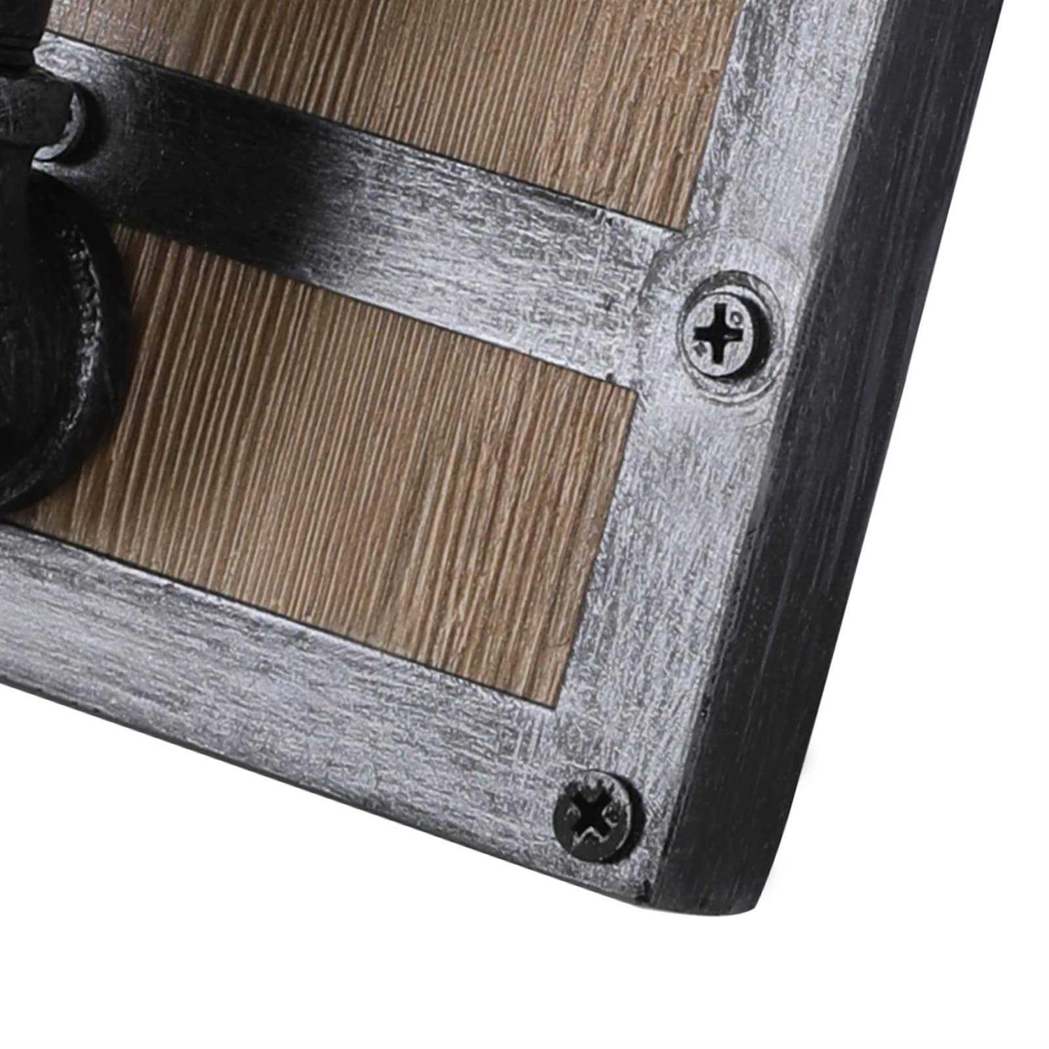 Rustic Industrial Wooden and Iron Flush Mount Wall Light Sconce - Image 4