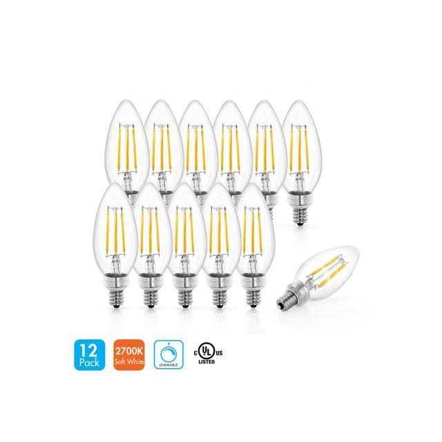 Tenergy LED Candelabra Bulbs Dimmable 4W Warm White Soft White E12 Base Decorative B11/c37 Filament Candle Bulbs - Image 2