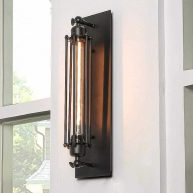 YANSUN 1-Light Black Industrial Wall Sconce Retro Wrought Iron Wall Light Fixtures for Indoor and Outdoor Wall Decor