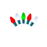 Vickerman 25 Red-White-Green Ceramic C7 LED Light on Green Wire