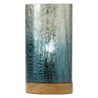 Skylar River of Goods Silver and Blue Textured Glass 11.5-Inch Accent Lamp