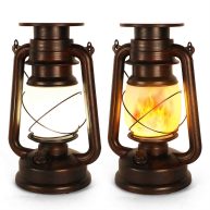 Solar Lanterns Outdoor Waterproof 2 Pack Vintage Hanging Lantern with Realistic Dancing Flame LED Lantern