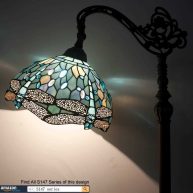 WERFACTORY Tiffany Floor Lamp Sea Blue Stained Glass Dragoy Arched Lamp 12X18X64 Inches