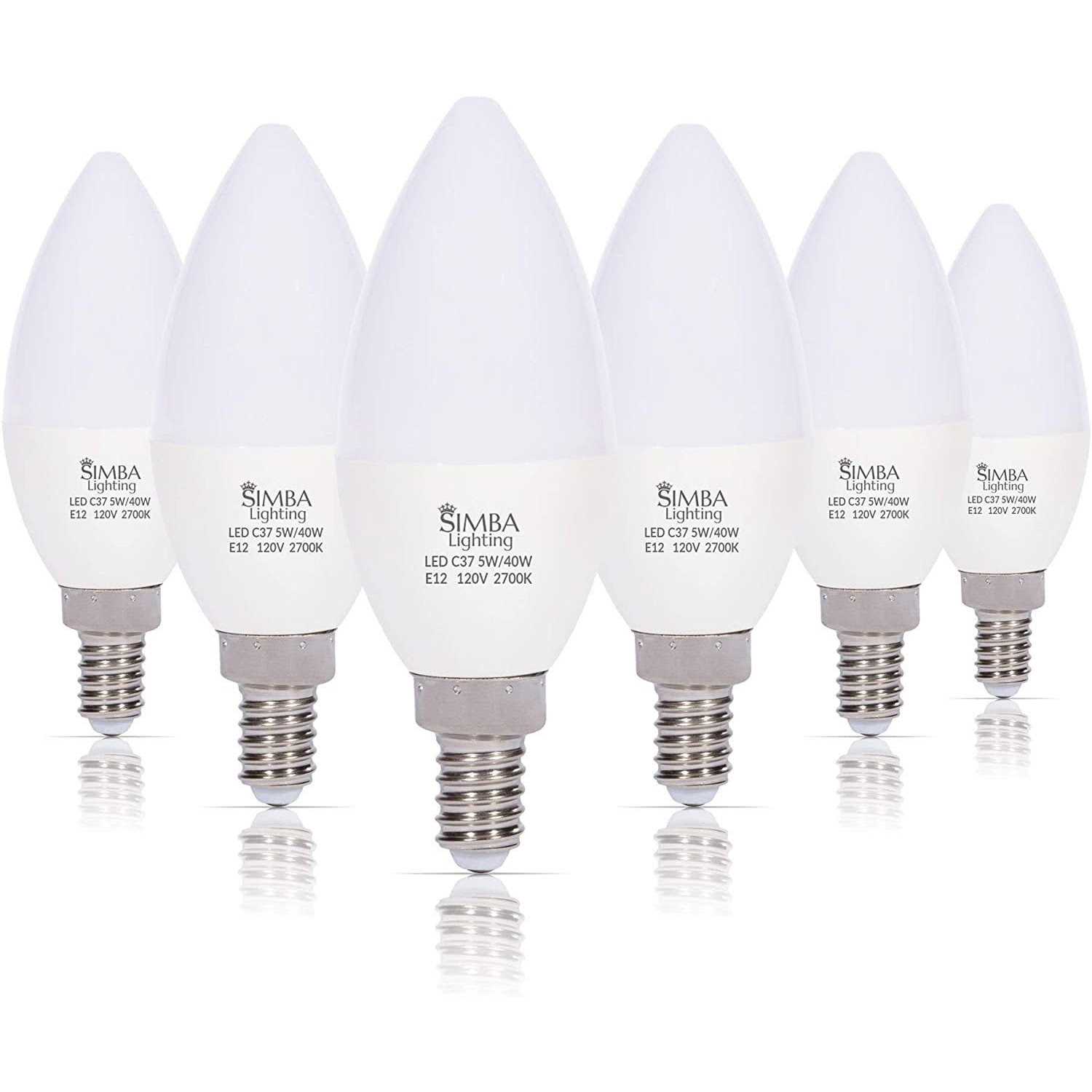 Simba Lighting LED Candelabra Light Bulbs B11 Candle Shape E12 Base