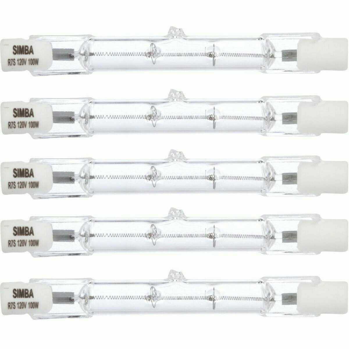Simba Lighting Halogen R7s 78mm 120v T3 J Type Double Ended Bulbs, 5-Pack