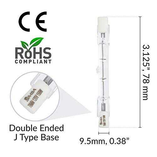 Simba Lighting Halogen R7s 78mm 120v T3 J Type Double Ended Bulbs, 5-Pack - Image 3