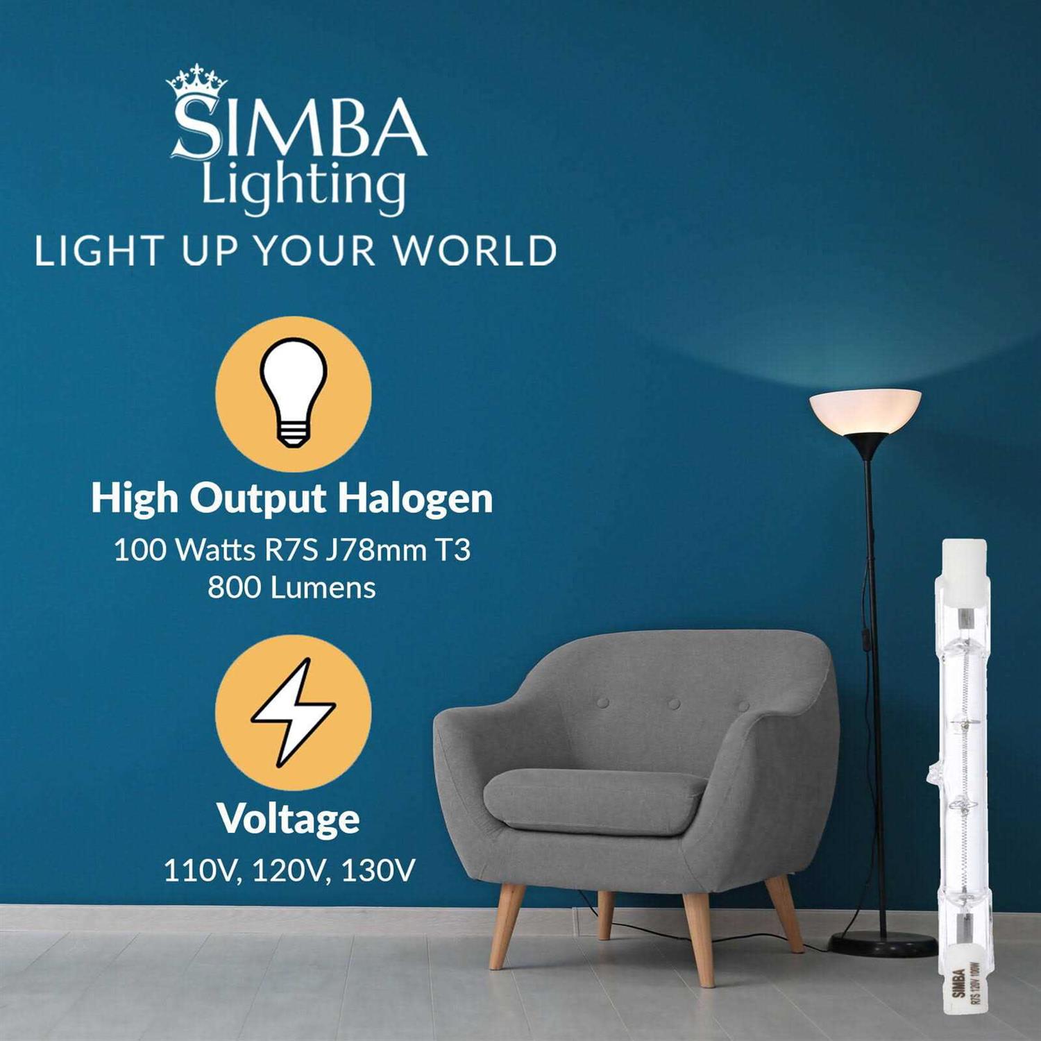 Simba Lighting Halogen R7s 78mm 120v T3 J Type Double Ended Bulbs, 5-Pack - Image 4