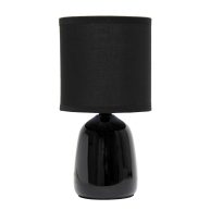 Simple Designs 10.04 Tall Traditional Ceramic Thimble Base Bedside Table Desk Lamp with Matching Fabric Shade