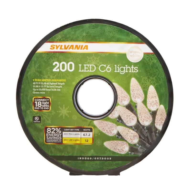 Sylvania 200 Ct Warm White LED C6 Lights - Image 3