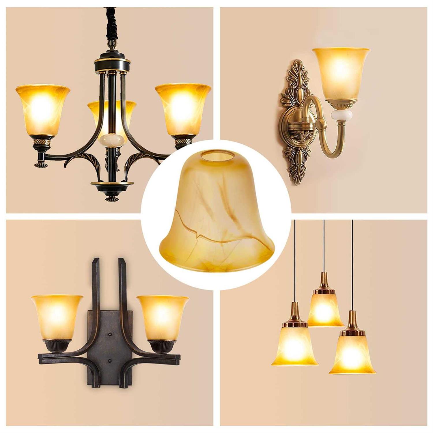 RORIANO Cracks Amber Glass Shade Lighting Fixture Accessory Lampshade Glass Replacement with 1-5/8-inch Opening Fitter - Image 4