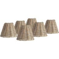 Springcrest Collection Set Lamp Shades Natural Wicker Weave Small 3 Top x 6 Bottom x 5 High Candelabra Clip-On Fitting 600V1