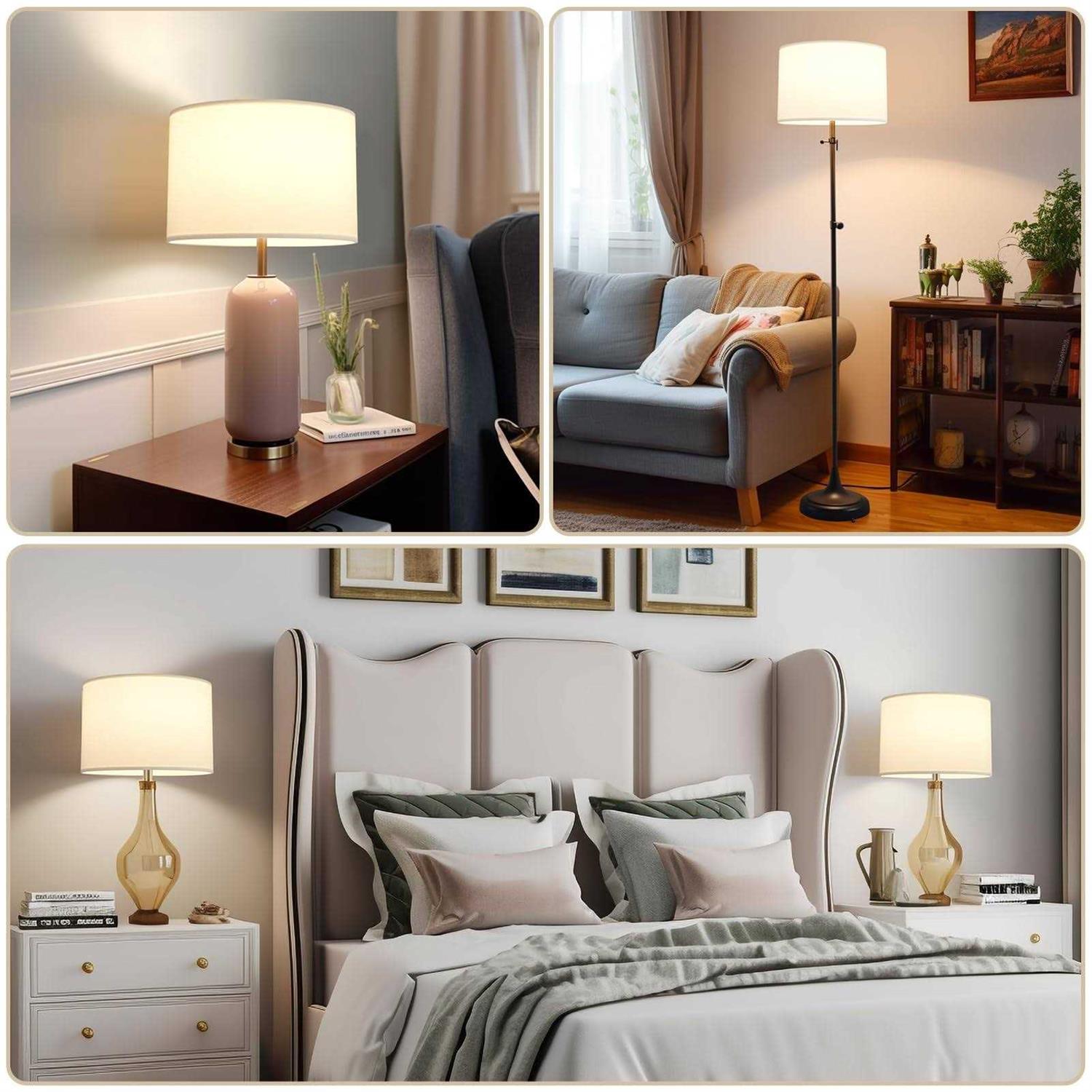 Set of 2 Drum Lamp Shades, Medium Linen Fabric Lampshade 12.5×12.5×8.5 Inch,Handmade Linen Lampshade for Table Lamp and Floor - Image 2