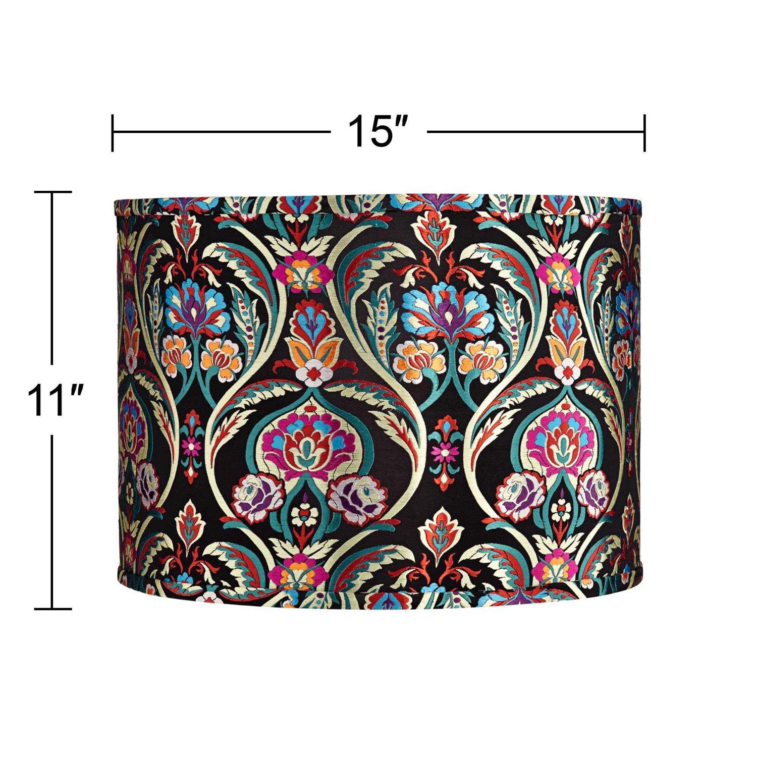 Springcrest Multi-Color Embroidered Drum Lamp Shade 15x15x11 - Image 5