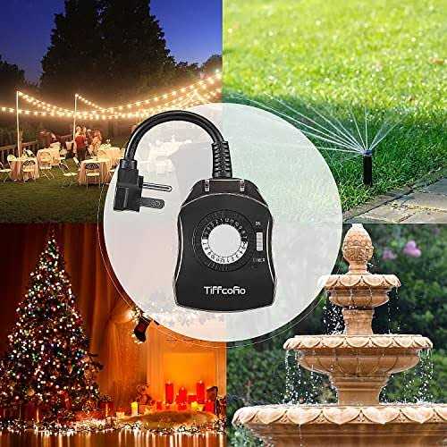 Tiffcofio Outdoor Timer Outlet, 24 Hour Mechanical Outdoor Timer for Lights, Outdoor Light Timer Waterproof, 2 Grounded Outlets for Home and Garden - Image 4
