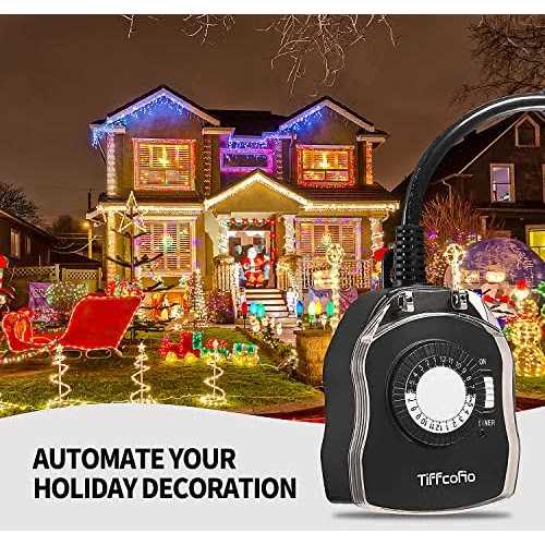 Tiffcofio Outdoor Timer Outlet, 24 Hour Mechanical Outdoor Timer for Lights, Outdoor Light Timer Waterproof, 2 Grounded Outlets for Home and Garden - Image 5