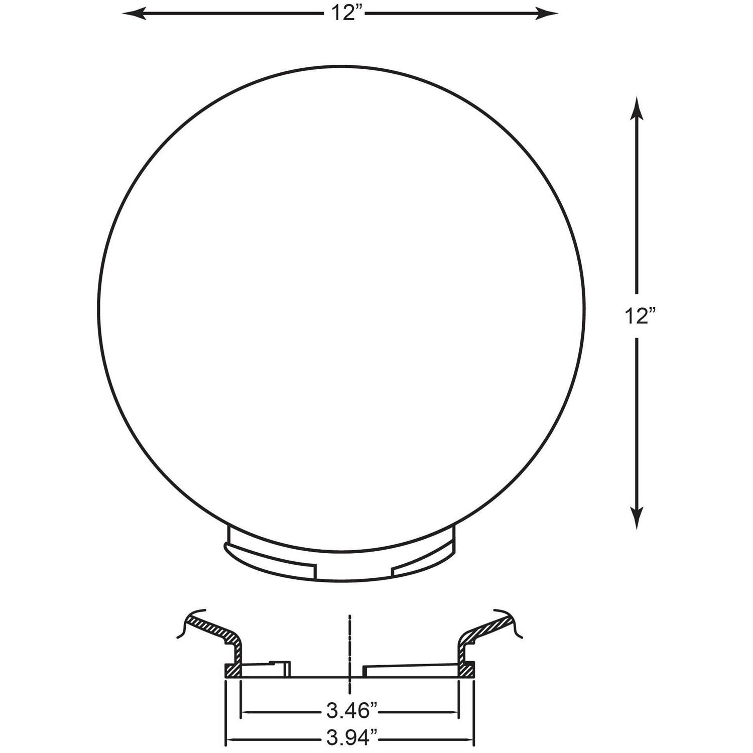 Solus 12 in. Clear Smooth Acrylic Diameter Globe S20012-CL-4F - Image 3