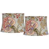 Springcrest Set of 2 Drum Print Lamp Shades Flower Medium 14 Top x 16 Bottom x 11.5 High Spider with Replacement Harp and Finial