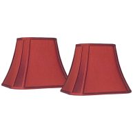 Springcrest Set of 2 Cut-Corner Rectangular Lamp Shades Red Medium 8 Wide x 6 Deep at Top and 14 Wide x 11 Deep at Bottom and 11 High Spider 693X7