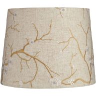 Springcrest Beige Plum Flower Embroidery Drum Shade 12x14x11