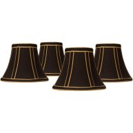 Springcrest Set Empire Lamp Shades Black with Gold Trim Small 3 Top x 6 Bottom x 5 High Candelabra Clip-On Fitting