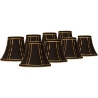 Springcrest Set Empire Lamp Shades Black with Gold Trim Small 3 Top x 6 Bottom x 5 High Candelabra Clip-On Fitting