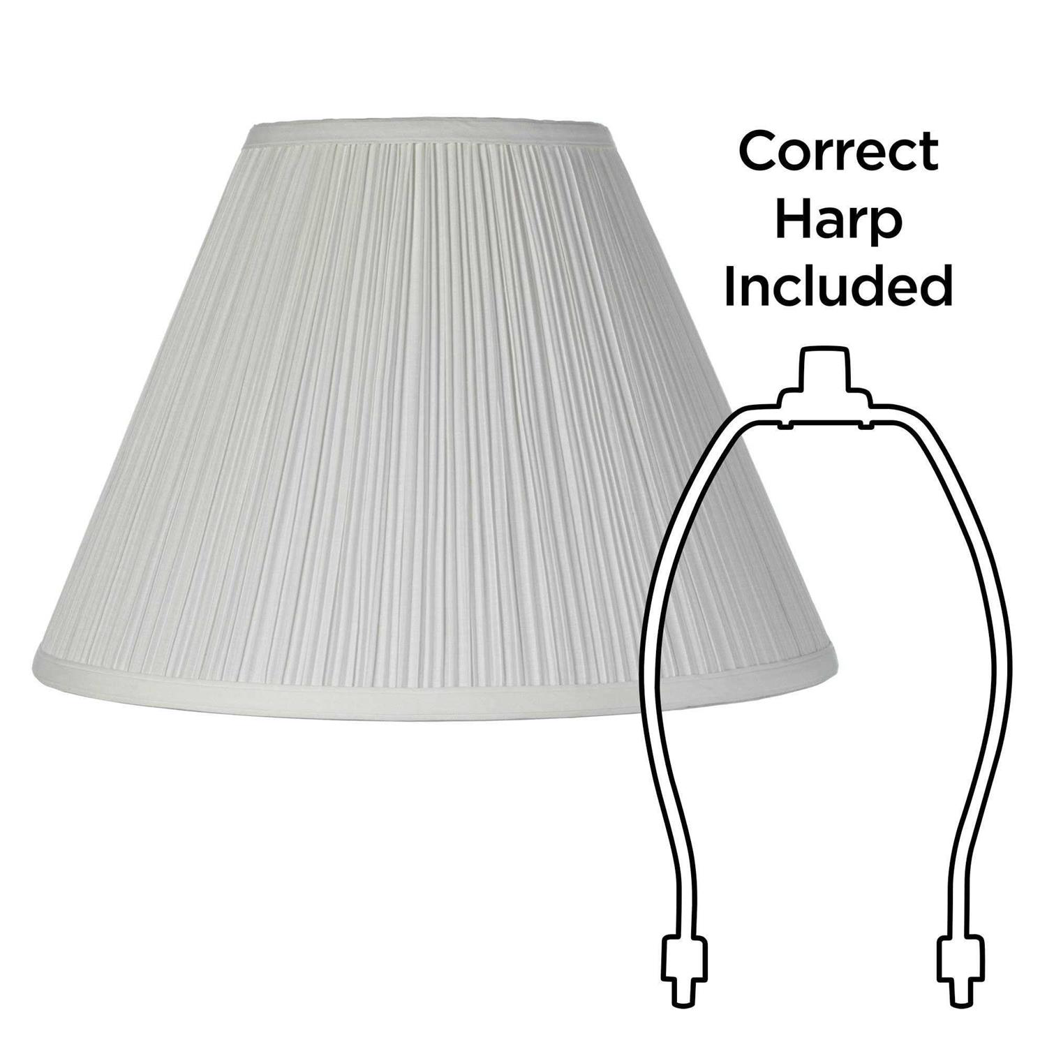 Springcrest Brentwood Finish White Medium Lamp Shade 6.5 Top x 15 Bottom x 10.5 High x 11 Slant Replacement with Harp and Finial - Image 2