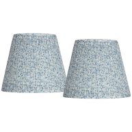 Springcrest Set of 2 Pleat Empire Print Lamp Shades Blue Floral Medium 8 inch Top x 13 inch Bottom x 10.75 inch High Spider Harp and Finial 671X7