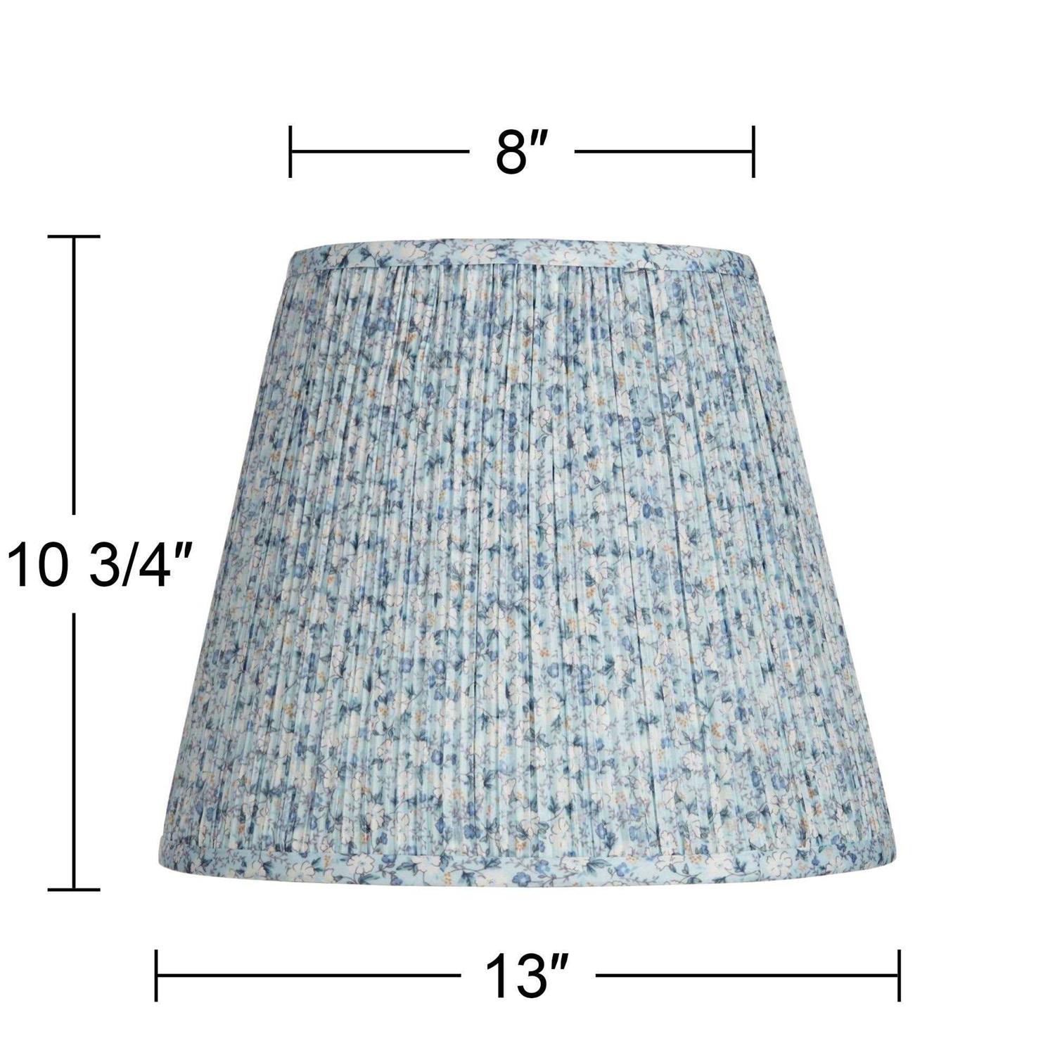 Springcrest Set of 2 Pleat Empire Print Lamp Shades Blue Floral Medium 8 inch Top x 13 inch Bottom x 10.75 inch High Spider Harp and Finial 671X7 - Image 2