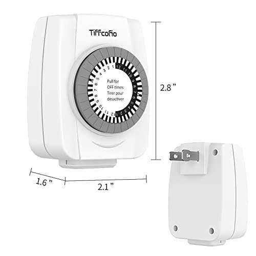 Tiffcofio Indoor Mechanical Timers for Electrical Outlets 2 Prong Plug in Outlt Daily Repeating Light Timer for Indoor Lights - Image 2