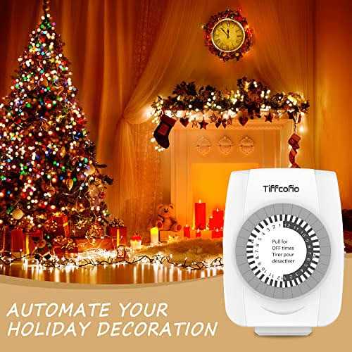 Tiffcofio Indoor Mechanical Timers for Electrical Outlets 2 Prong Plug in Outlt Daily Repeating Light Timer for Indoor Lights - Image 4