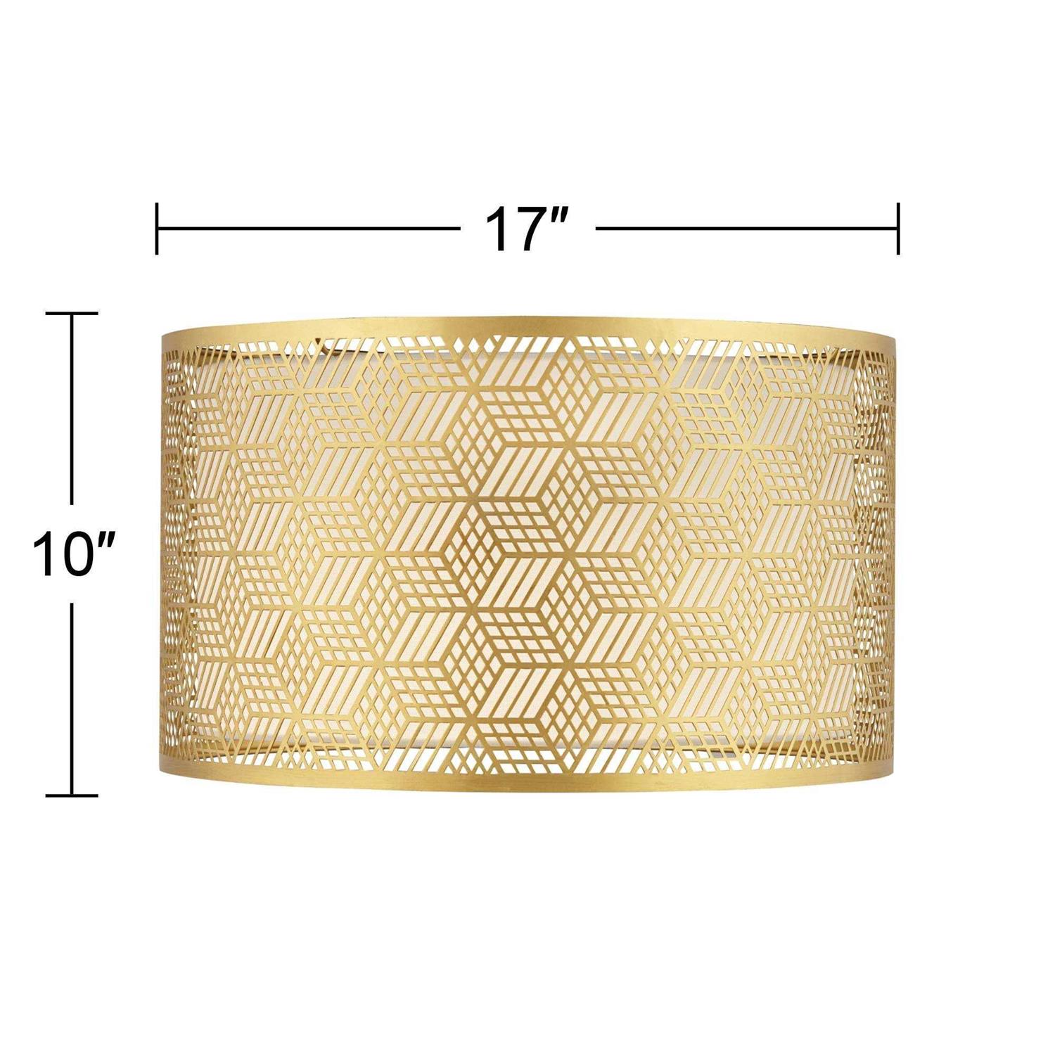 Springcrest Finish Laser Cut Metal Large Drum Lamp Shade 17 Top x 17 Bottom x 10 High Replacement - Image 5