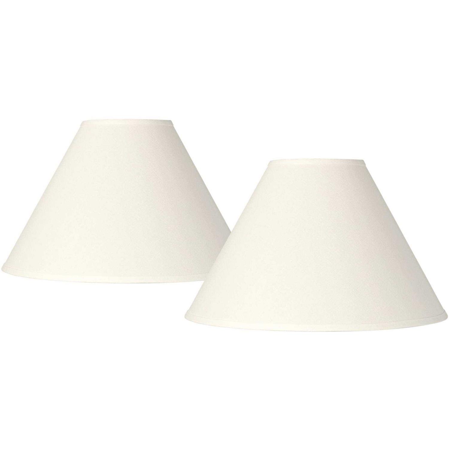 Springcrest Set of 2 Empire Lamp Shades White Linen Chimney Large 6 Top x 17 Bottom x 10 High Spider Harp and Finial Fitting