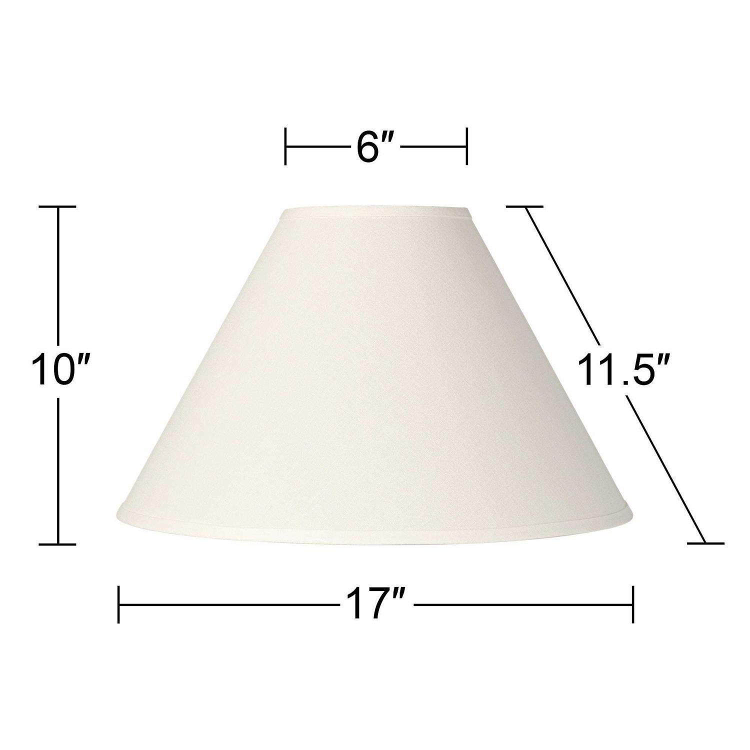 Springcrest Set of 2 Empire Lamp Shades White Linen Chimney Large 6 Top x 17 Bottom x 10 High Spider Harp and Finial Fitting - Image 2