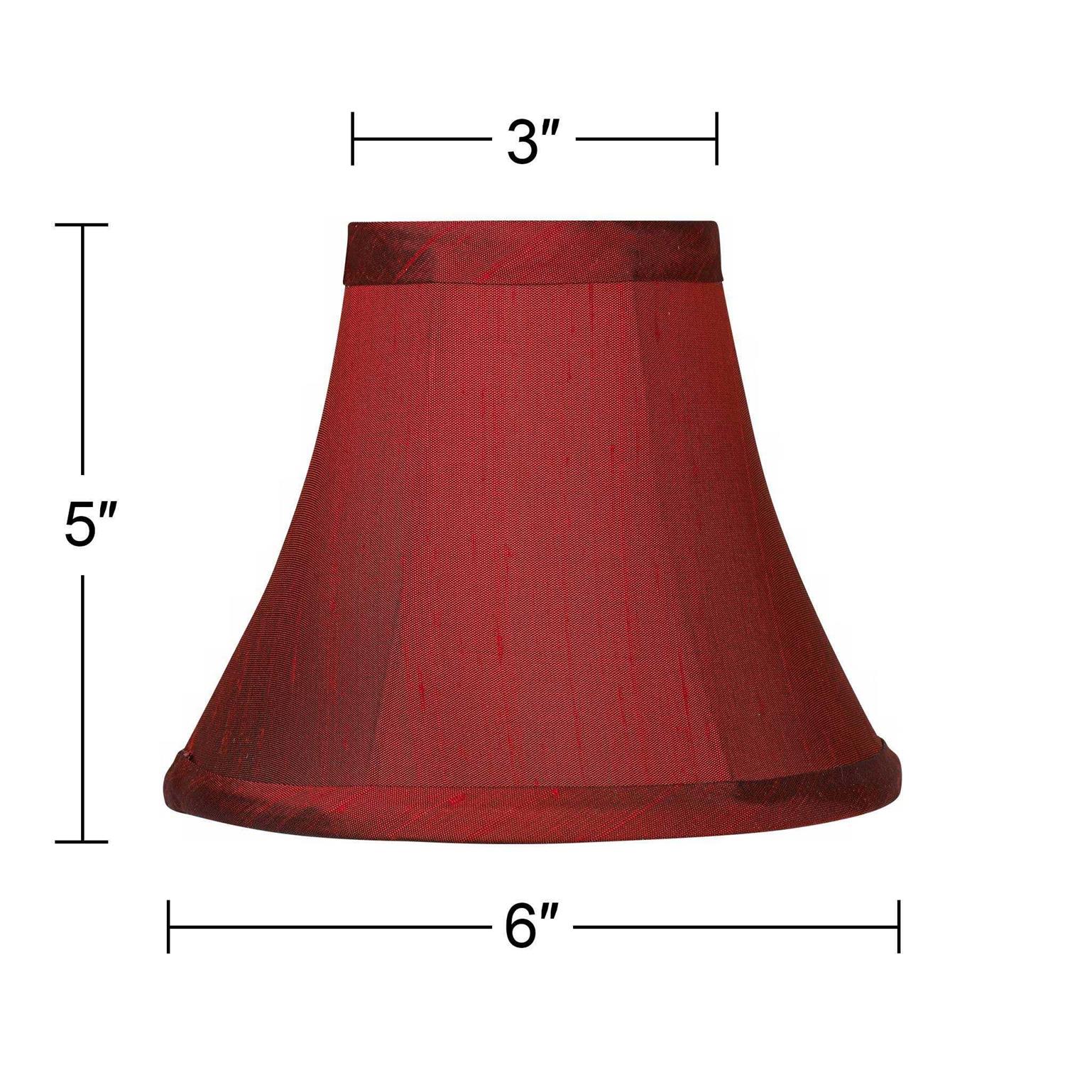 Springcrest Set Bell Lamp Shades Deep Red Faux Silk Small 3 Top x 6 Bottom x 5 High Candelabra Clip-On Fitting - Image 3