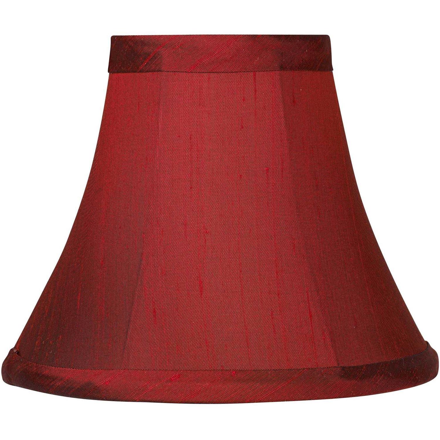 Springcrest Set Bell Lamp Shades Deep Red Faux Silk Small 3 Top x 6 Bottom x 5 High Candelabra Clip-On Fitting - Image 5