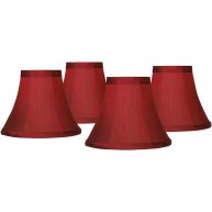 Springcrest Set Bell Lamp Shades Deep Red Faux Silk Small 3 Top x 6 Bottom x 5 High Candelabra Clip-On Fitting