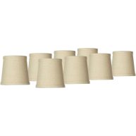 Springcrest Set Hardback Drum Lamp Shades Nallad Herbal Beige Small 4 Top x 5 Bottom x 5 High Candelabra Clip-On Fitting