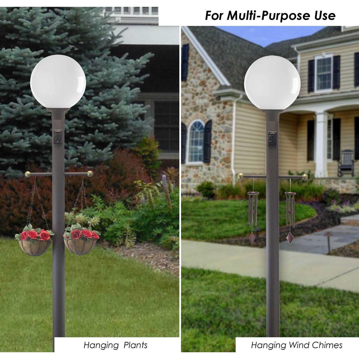 Wave Lighting Black 84 High Cross Arm Outlet Dusk-to-Dawn In-Ground Lamp Post 93T10 - Image 4