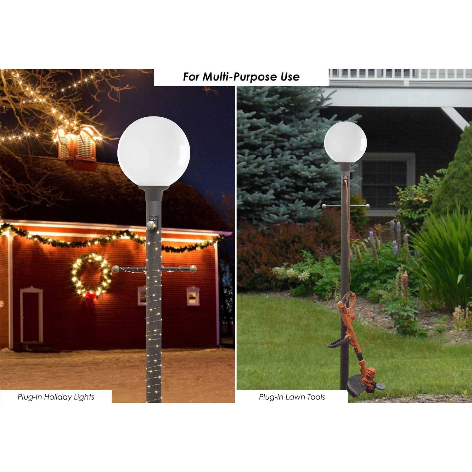 Wave Lighting Black 84 High Cross Arm Outlet Dusk-to-Dawn In-Ground Lamp Post 93T10 - Image 5