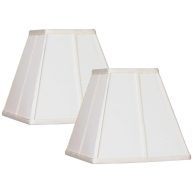 Springcrest Set of 2 Ivory Classic Small Square Lamp Shades 5.25 Top x 10 Bottom x 9 High Replacement with Harp and Finial