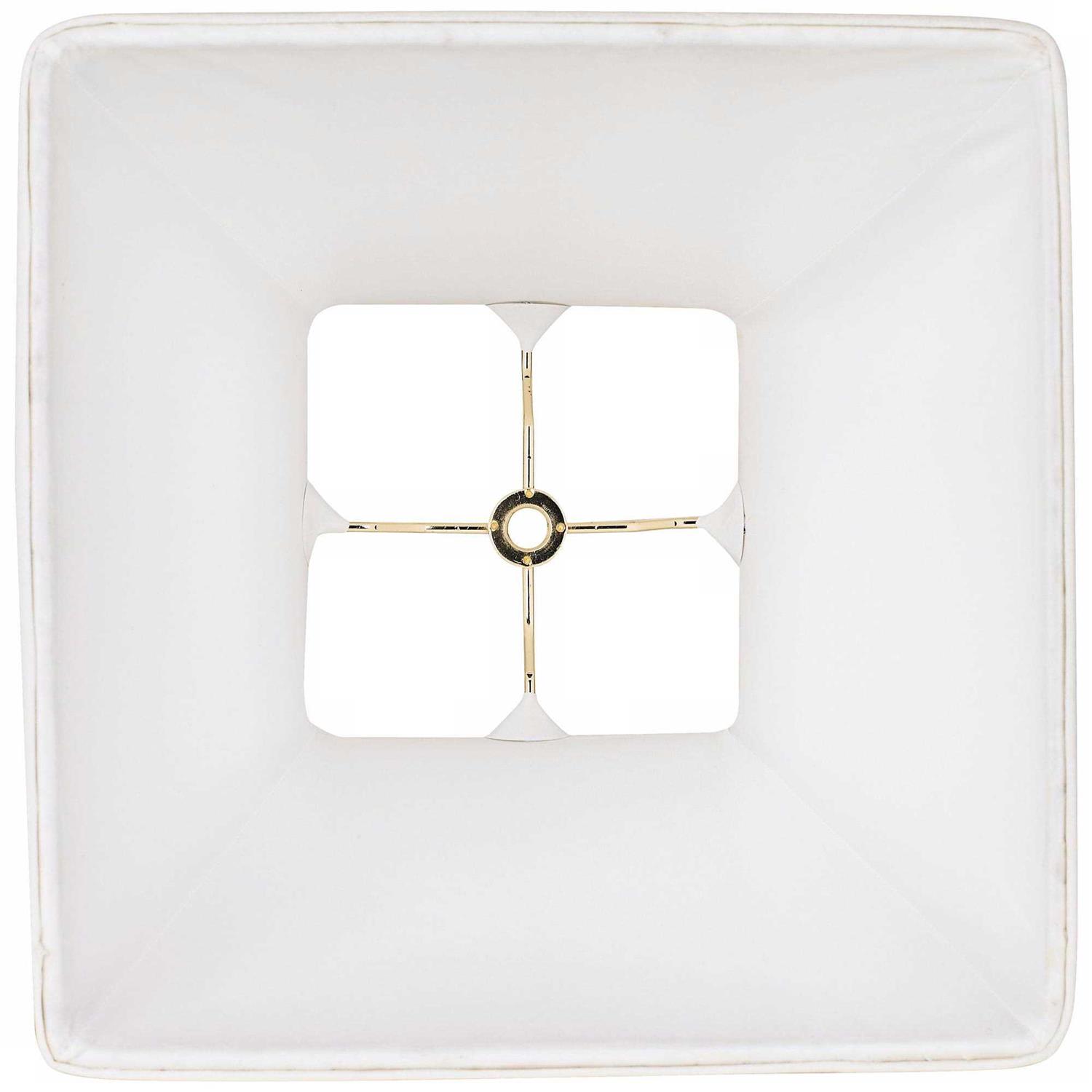 Springcrest Set of 2 Ivory Classic Small Square Lamp Shades 5.25 Top x 10 Bottom x 9 High Replacement with Harp and Finial - Image 2