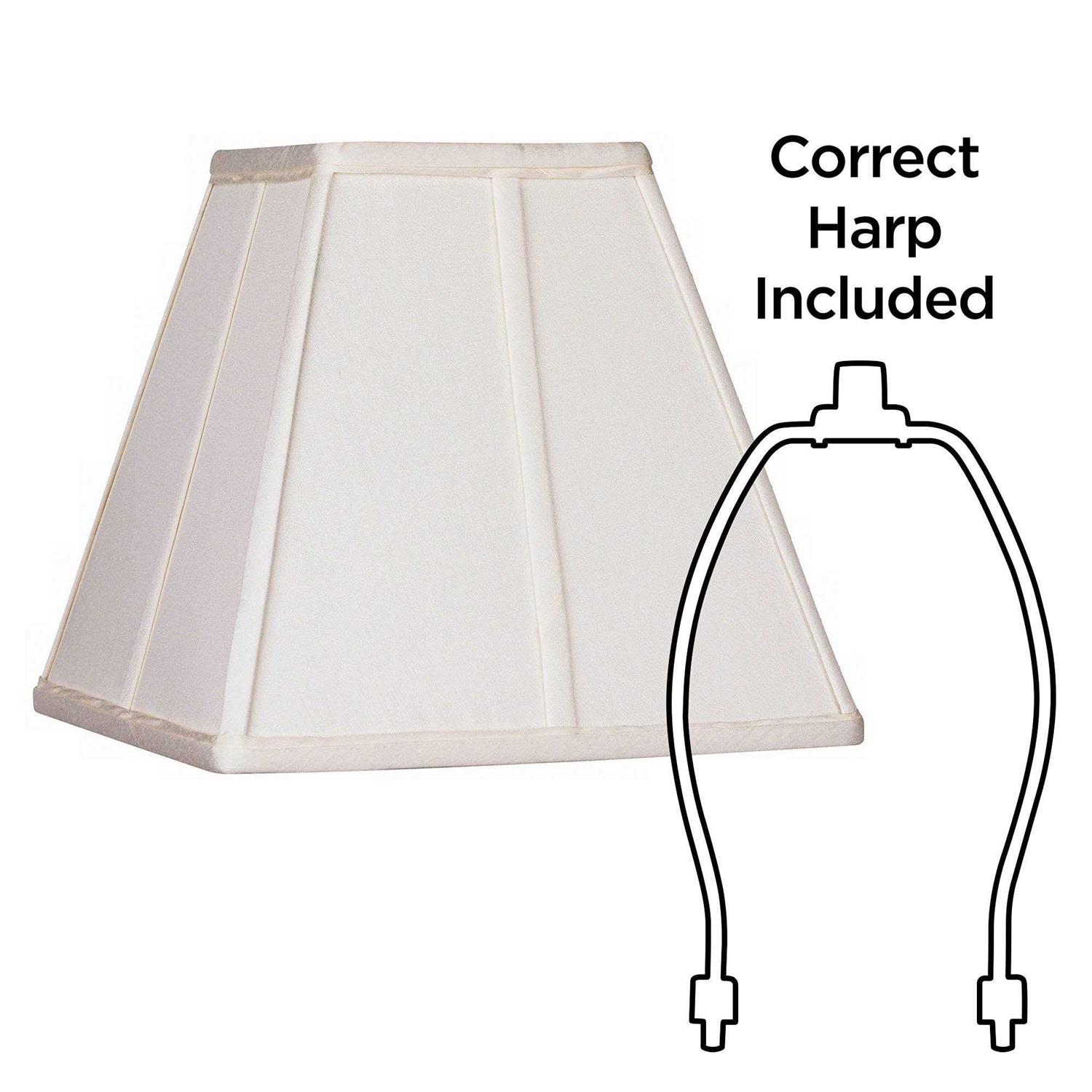 Springcrest Set of 2 Ivory Classic Small Square Lamp Shades 5.25 Top x 10 Bottom x 9 High Replacement with Harp and Finial - Image 3