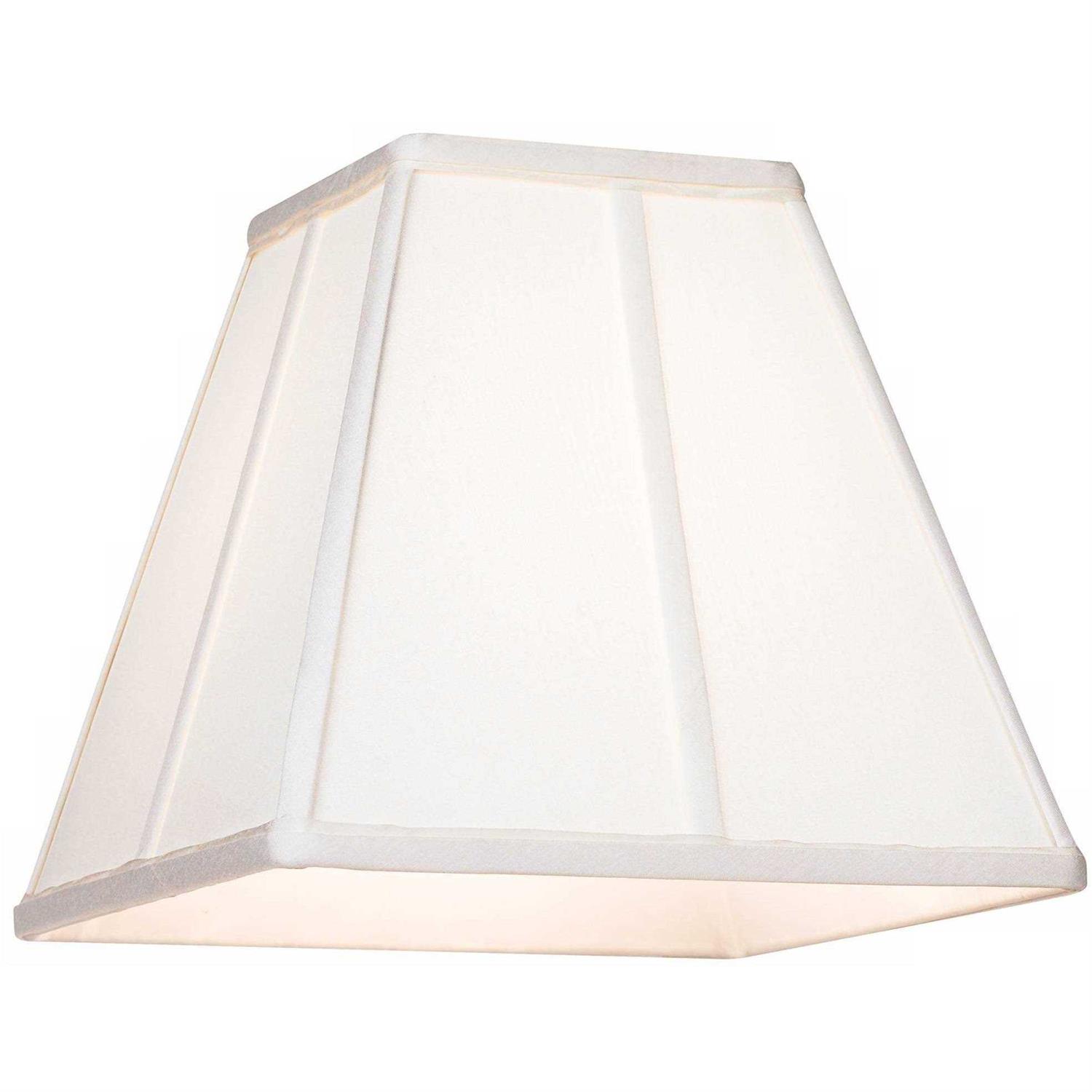 Springcrest Set of 2 Ivory Classic Small Square Lamp Shades 5.25 Top x 10 Bottom x 9 High Replacement with Harp and Finial - Image 4