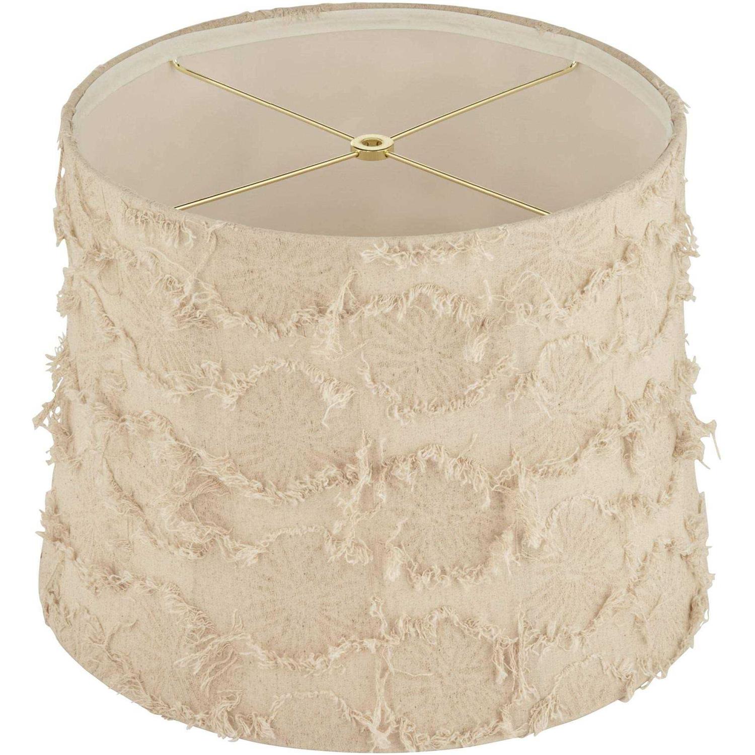 Springcrest Viborg Drum Lamp Shades Beige Raw Medium 14 Top x 16 Bottom x 12 High Washer Replacement Harp and Finial Fitting - Image 3