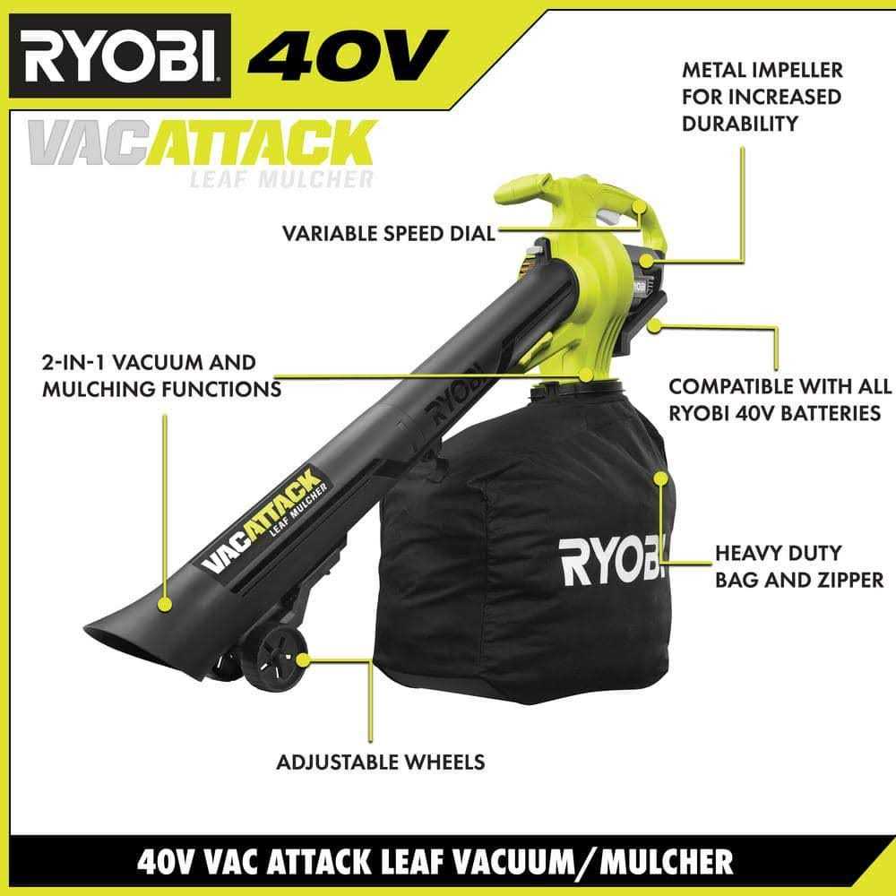 RYOBI 40V Vac Attack Cordless Battery Leaf Vacuum/Mulcher - Image 5