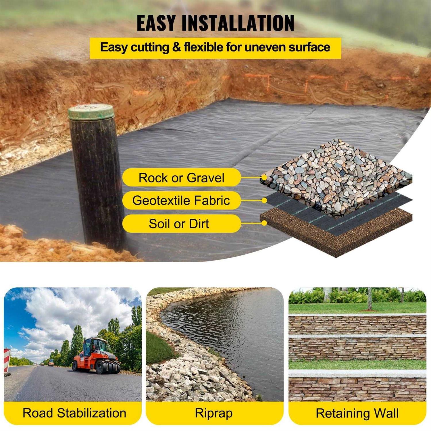 VEVOR Commercial Grade Driveway Fabric Weed Barrier Landscape Fabric for Walking Path - Image 5