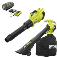 RYOBI 40V HP Brushless Whisper Series 155 MPH 600 CFM Cordless Blower & Leaf Battery and